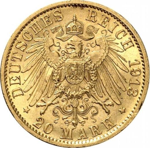 Реверс монеты - 20 марок 1913 года A "Пруссия" - цена золотой монеты - Германия, Германская Империя