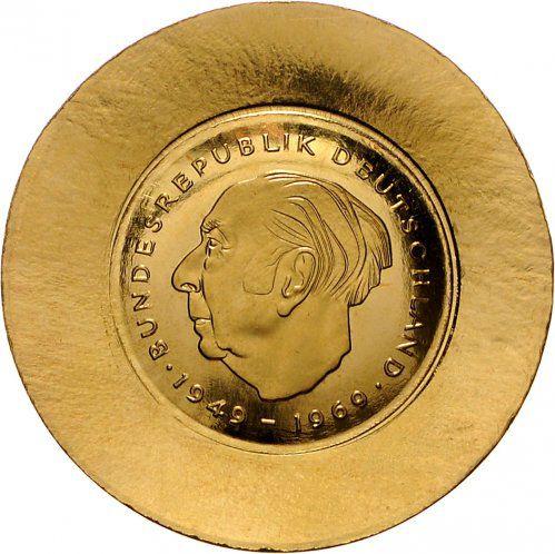Аверс монеты - 2 марки 1970 года J "Теодор Хойс" Золото - цена золотой монеты - Германия, ФРГ