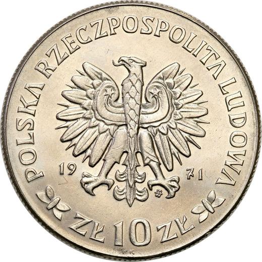 Аверс монеты - Пробные 10 злотых 1971 года MW WK "50 лет III Силезскому восстанию" Никель - цена  монеты - Польша, Народная Республика