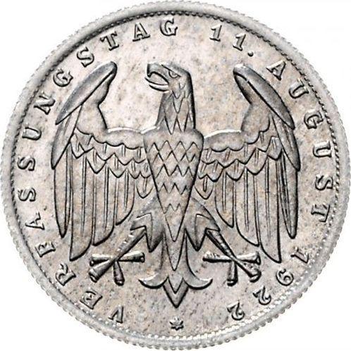 Аверс монеты - 3 марки 1922 года D "Конституция" - цена  монеты - Германия, Bеймарская республика