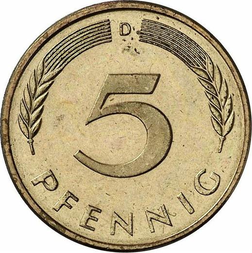 Аверс монеты - 5 пфеннигов 1988 года D - цена  монеты - Германия, ФРГ