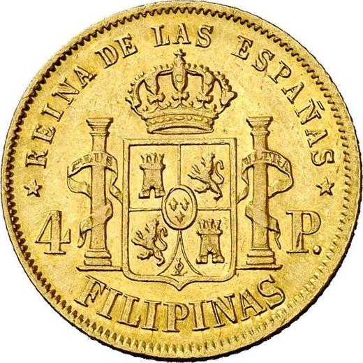 Реверс монеты - 4 песо 1868 года - цена золотой монеты - Филиппины, Изабелла II