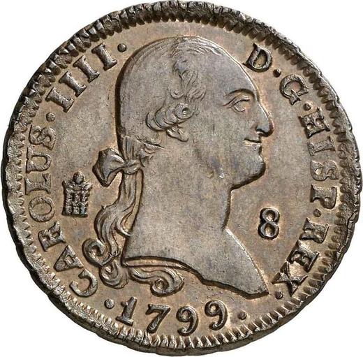 Аверс монеты - 8 мараведи 1799 года - цена  монеты - Испания, Карл IV