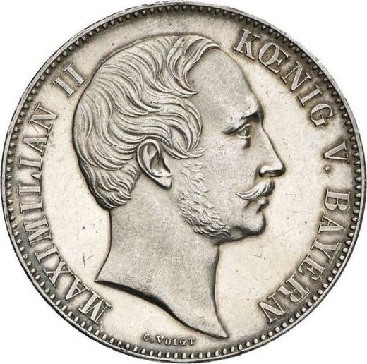 Аверс монеты - 2 талера 1863 года - цена серебряной монеты - Бавария, Максимилиан II