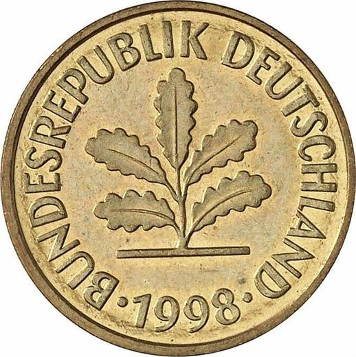 Reverso 5 Pfennige 1998 F - valor de la moneda  - Alemania, RFA