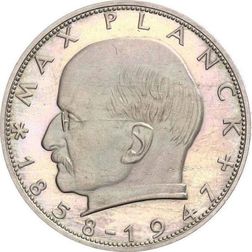 Anverso 2 marcos 1958 F "Max Planck" - valor de la moneda  - Alemania, RFA