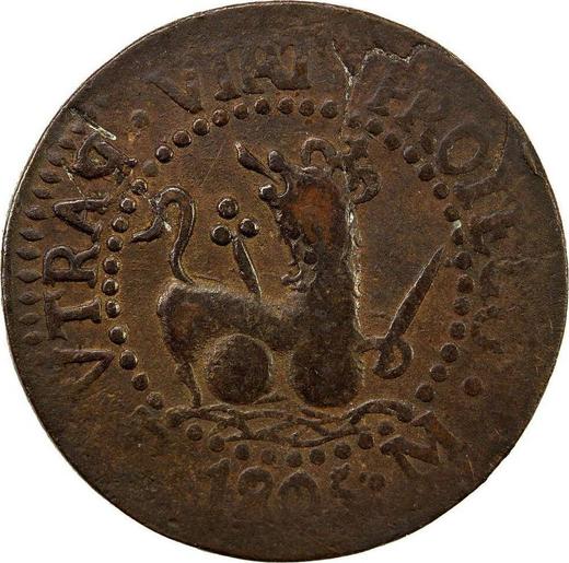 Реверс монеты - 1 куарто 1805 года M - цена  монеты - Филиппины, Карл IV