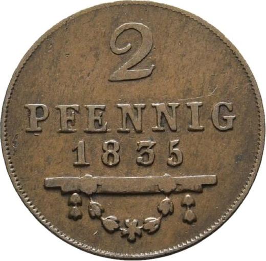 Rewers monety - 2 fenigi 1835 - cena  monety - Saksonia-Meiningen, Bernard II