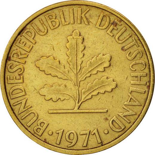 Реверс монеты - 10 пфеннигов 1971 года F - цена  монеты - Германия, ФРГ