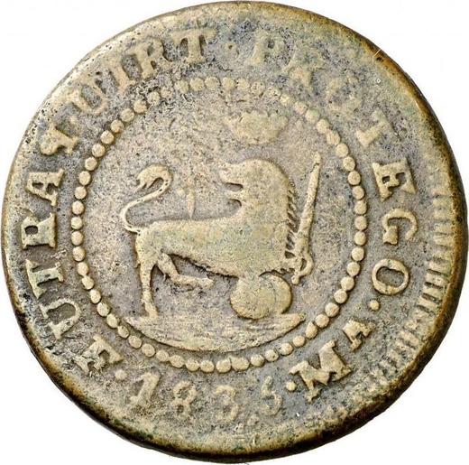 Реверс монеты - 4 куарто 1835 года Ma MR - цена  монеты - Филиппины, Изабелла II