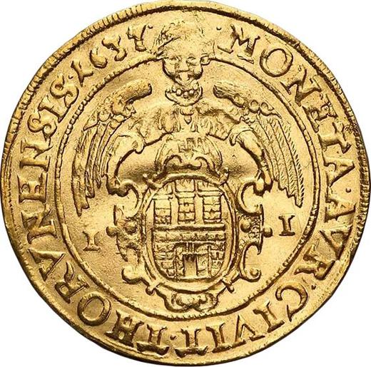Реверс монеты - Дукат 1637 года II "Торунь" - цена золотой монеты - Польша, Владислав IV