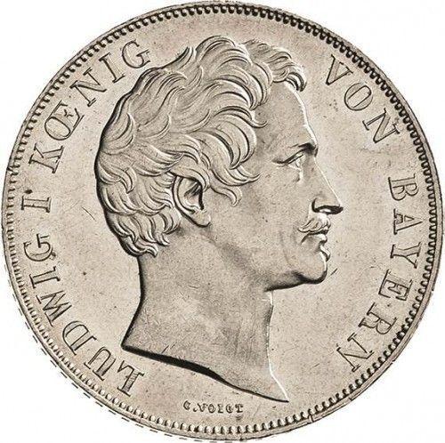 Аверс монеты - 2 гульдена 1846 года - цена серебряной монеты - Бавария, Людвиг I