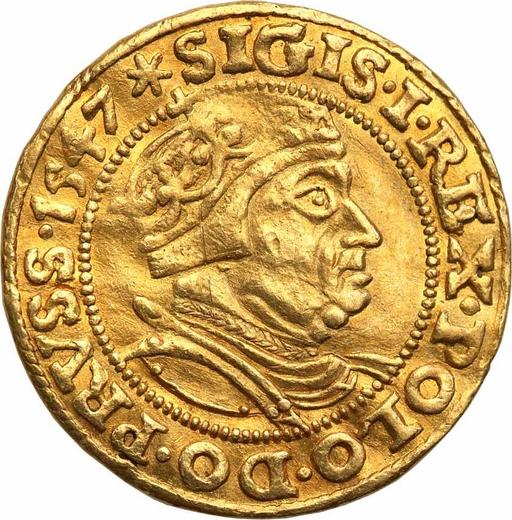 Аверс монеты - Дукат 1547 года "Гданьск" - цена золотой монеты - Польша, Сигизмунд I Старый