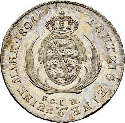 Реверс монеты - 1/6 талера 1806 года S.G.H. - цена серебряной монеты - Саксония, Фридрих Август I
