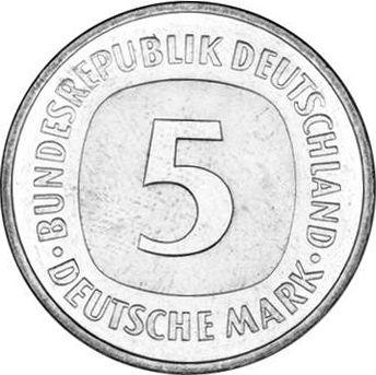 Obverse 5 Mark 1977 D -  Coin Value - Germany, FRG