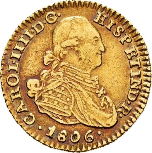 Аверс монеты - 1 эскудо 1806 года NR JJ - цена золотой монеты - Колумбия, Карл IV