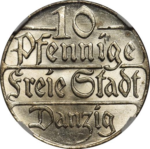 Реверс монеты - 10 пфеннигов 1923 года - цена  монеты - Польша, Вольный город Данциг