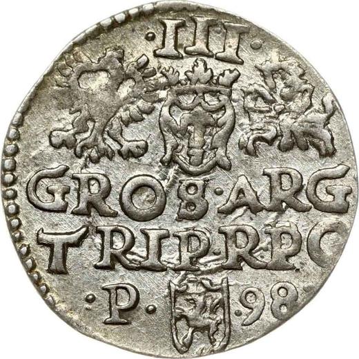 Реверс монеты - Трояк (3 гроша) 1598 года P "Познаньский монетный двор" - цена серебряной монеты - Польша, Сигизмунд III Ваза