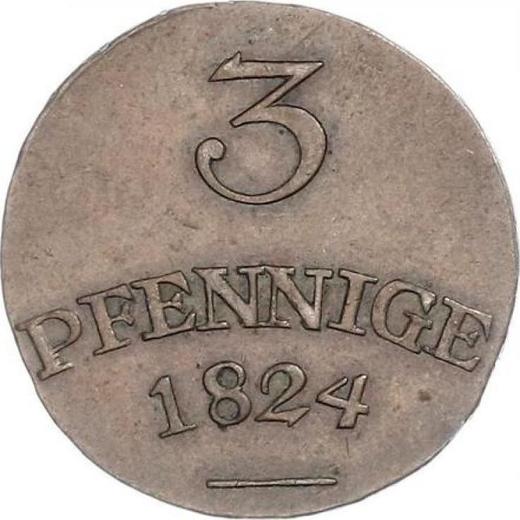 Reverso 3 Pfennige 1824 - valor de la moneda  - Sajonia-Weimar-Eisenach, Carlos Augusto