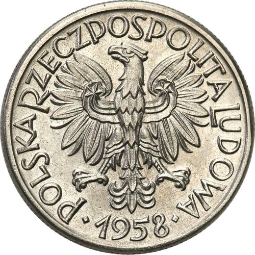 Аверс монеты - Пробные 50 грошей 1958 года "Венок" Никель - цена  монеты - Польша, Народная Республика