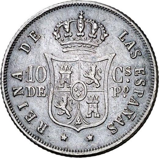 Reverso 10 centavos 1867 - valor de la moneda de plata - Filipinas, Isabel II