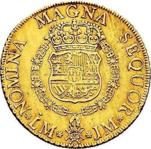 Revers 8 Escudos 1756 LM JM - Goldmünze Wert - Peru, Ferdinand VI