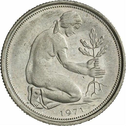 Rewers monety - 50 fenigów 1971 G - cena  monety - Niemcy, RFN