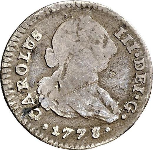 Аверс монеты - 1 реал 1778 года S CF - цена серебряной монеты - Испания, Карл III