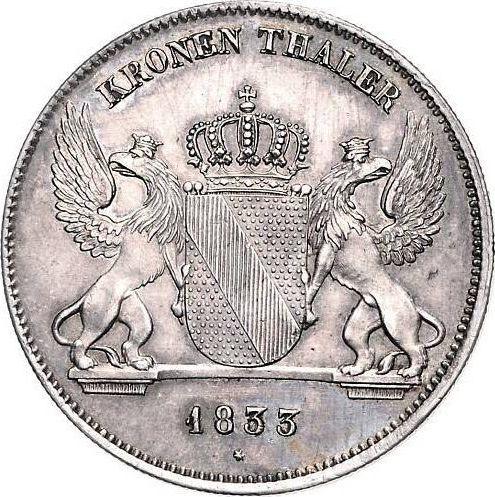 Реверс монеты - Талер 1833 года - цена серебряной монеты - Баден, Леопольд