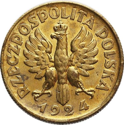 Аверс монеты - Пробные 2 злотых 1924 года Латунь - цена  монеты - Польша, II Республика