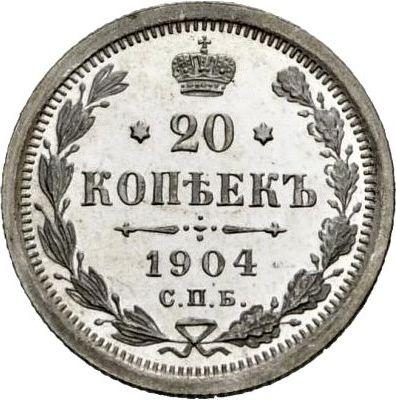 Rewers monety - 20 kopiejek 1904 СПБ АР - cena srebrnej monety - Rosja, Mikołaj II