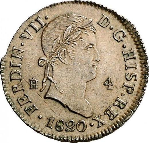 Anverso 4 maravedíes 1820 "Tipo 1816-1833" - valor de la moneda  - España, Fernando VII