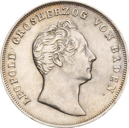 Avers Gulden 1844 - Silbermünze Wert - Baden, Leopold