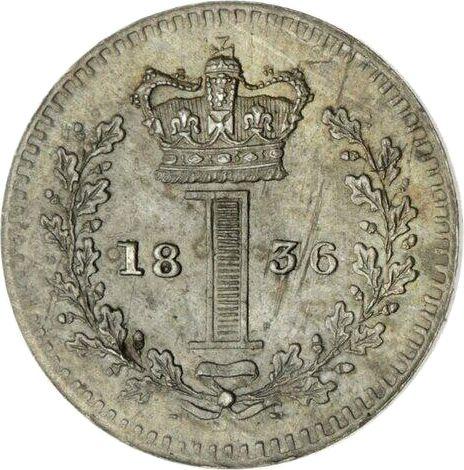 Reverso Penique 1836 "Maundy" - valor de la moneda de plata - Gran Bretaña, Guillermo IV