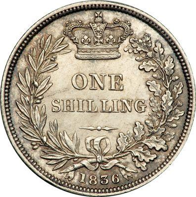Реверс монеты - 1 шиллинг 1836 года WW - цена серебряной монеты - Великобритания, Вильгельм IV