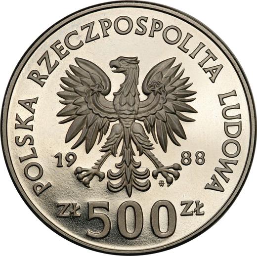 Аверс монеты - Пробные 500 злотых 1988 года MW SW "Ядвига" Никель - цена  монеты - Польша, Народная Республика