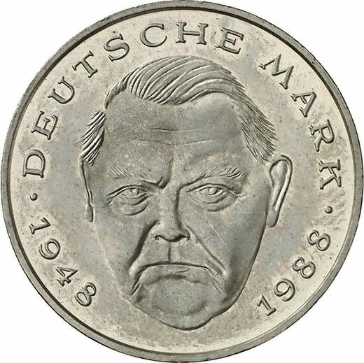 Anverso 2 marcos 1991 J "Ludwig Erhard" - valor de la moneda  - Alemania, RFA