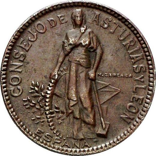 Аверс монеты - 2 песеты 1937 года "Астурия и Леон" Медь - цена  монеты - Испания, II Республика