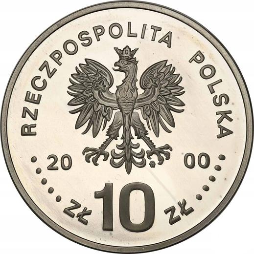 Аверс монеты - 10 злотых 2000 года MW RK "10 лет профсоюзу "Солидарность"" - цена серебряной монеты - Польша, III Республика после деноминации