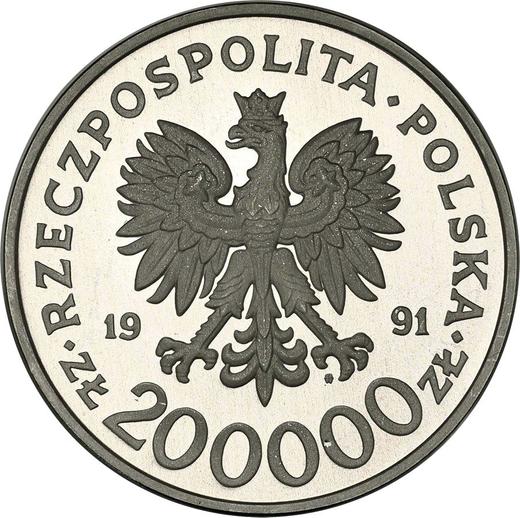 Аверс монеты - 200000 злотых 1991 года MW "200-летие Конституции от 3 мая 1791 года" - цена серебряной монеты - Польша, III Республика до деноминации