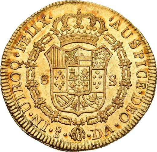 Reverso 8 escudos 1786 So DA - valor de la moneda de oro - Chile, Carlos III