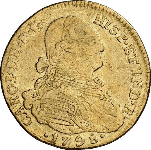 Аверс монеты - 4 эскудо 1798 года NR JJ - цена золотой монеты - Колумбия, Карл IV