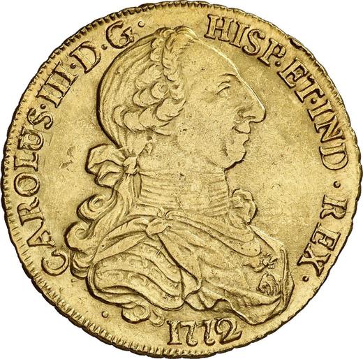 Anverso 8 escudos 1772 So A "Tipo 1764-1772" - valor de la moneda de oro - Chile, Carlos III