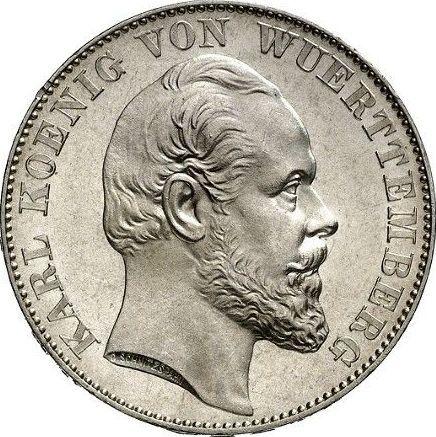 Аверс монеты - Талер 1867 года - цена серебряной монеты - Вюртемберг, Карл I