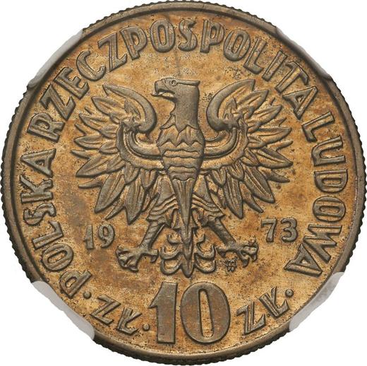 Аверс монеты - Пробные 10 злотых 1973 года MW JG "Николай Коперник" Медно-никель - цена  монеты - Польша, Народная Республика