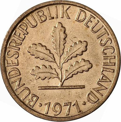 Реверс монеты - 1 пфенниг 1971 года G - цена  монеты - Германия, ФРГ