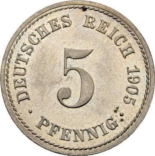 Awers monety - 5 fenigów 1905 A "Typ 1890-1915" - cena  monety - Niemcy, Cesarstwo Niemieckie