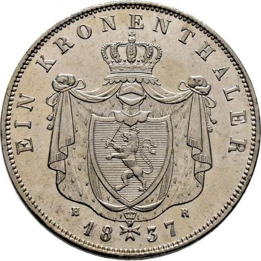 Reverso Tálero 1837 H. R. - valor de la moneda de plata - Hesse-Darmstadt, Luis II