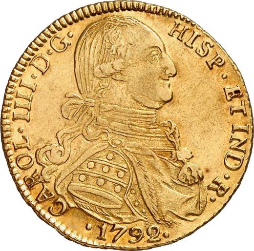 Awers monety - 4 escudo 1792 PTS PR - cena złotej monety - Boliwia, Karol IV