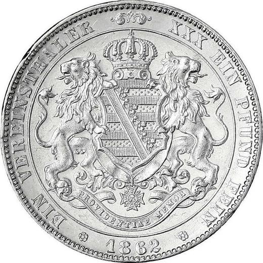 Реверс монеты - Талер 1862 года B - цена серебряной монеты - Саксония-Альбертина, Иоганн